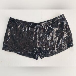 Y2K Black Sparkly Sequins Glam Shorts Party Club Wear Size Large Stretch